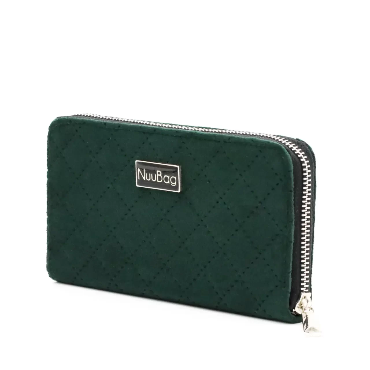 Zielony portfel damski. Pikowany, duży