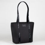 Czarna skorzana torba na zakupy - shopperka