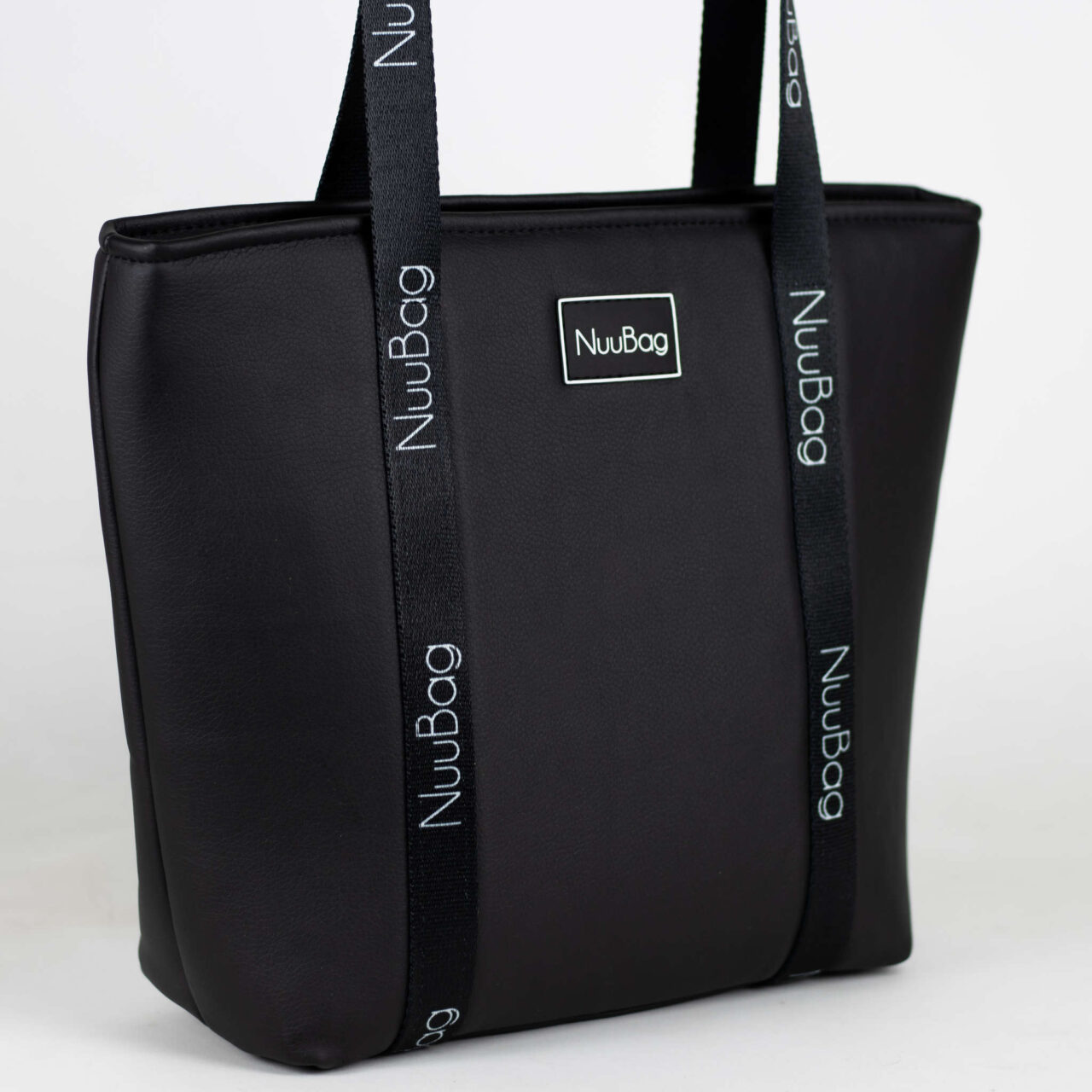 Czarna skorzana torba na zakupy - shopperka