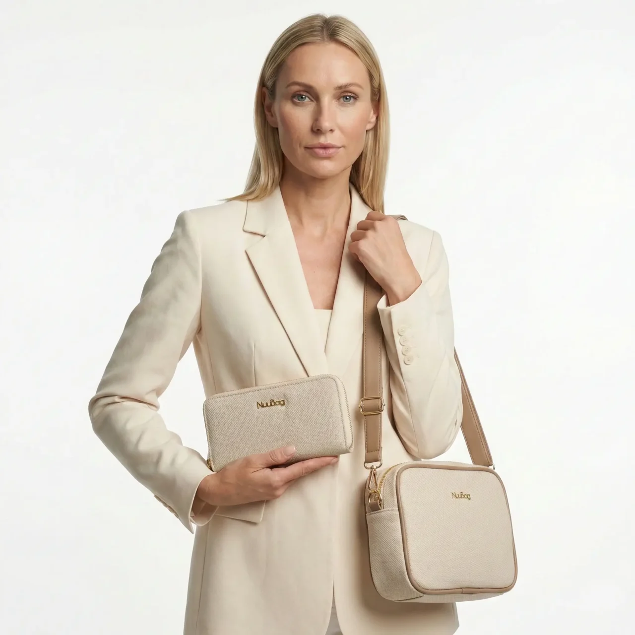 Ecru portfel damski. Nuubag polska marka