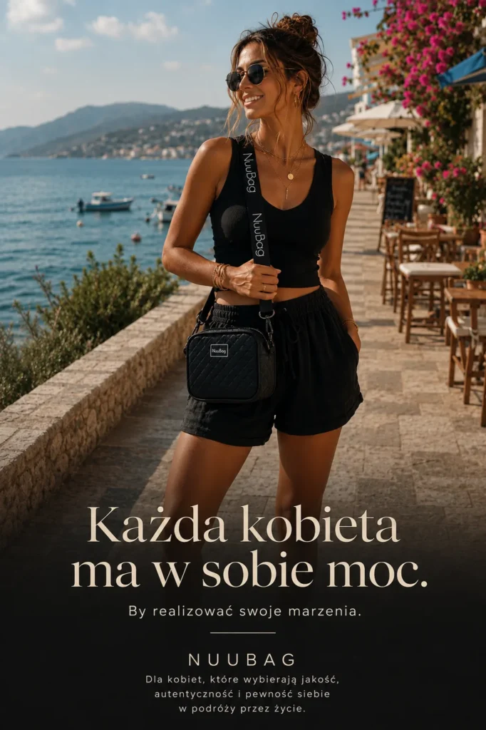 Czarna torebka. Polska marka torebek NuuBag. Czarna pikowana listonoszka.